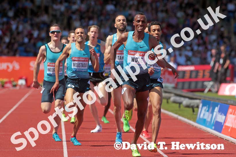 Aman Wote (Eth) wins the 1500 metres at the IAAF Diamond League, Birmingham.